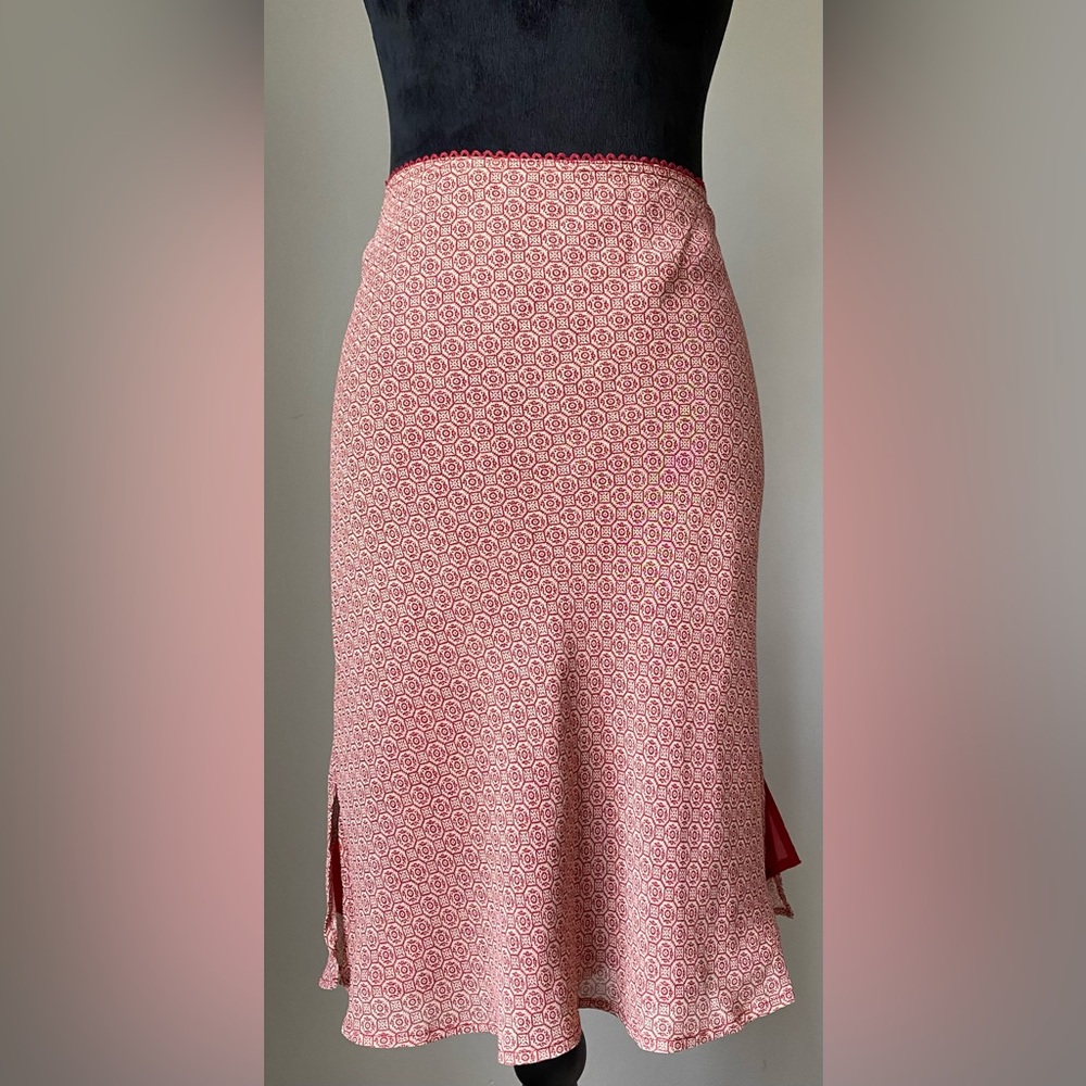 Vintage Old Navy Pretty Little Skirt Red/Tan Geometric Print